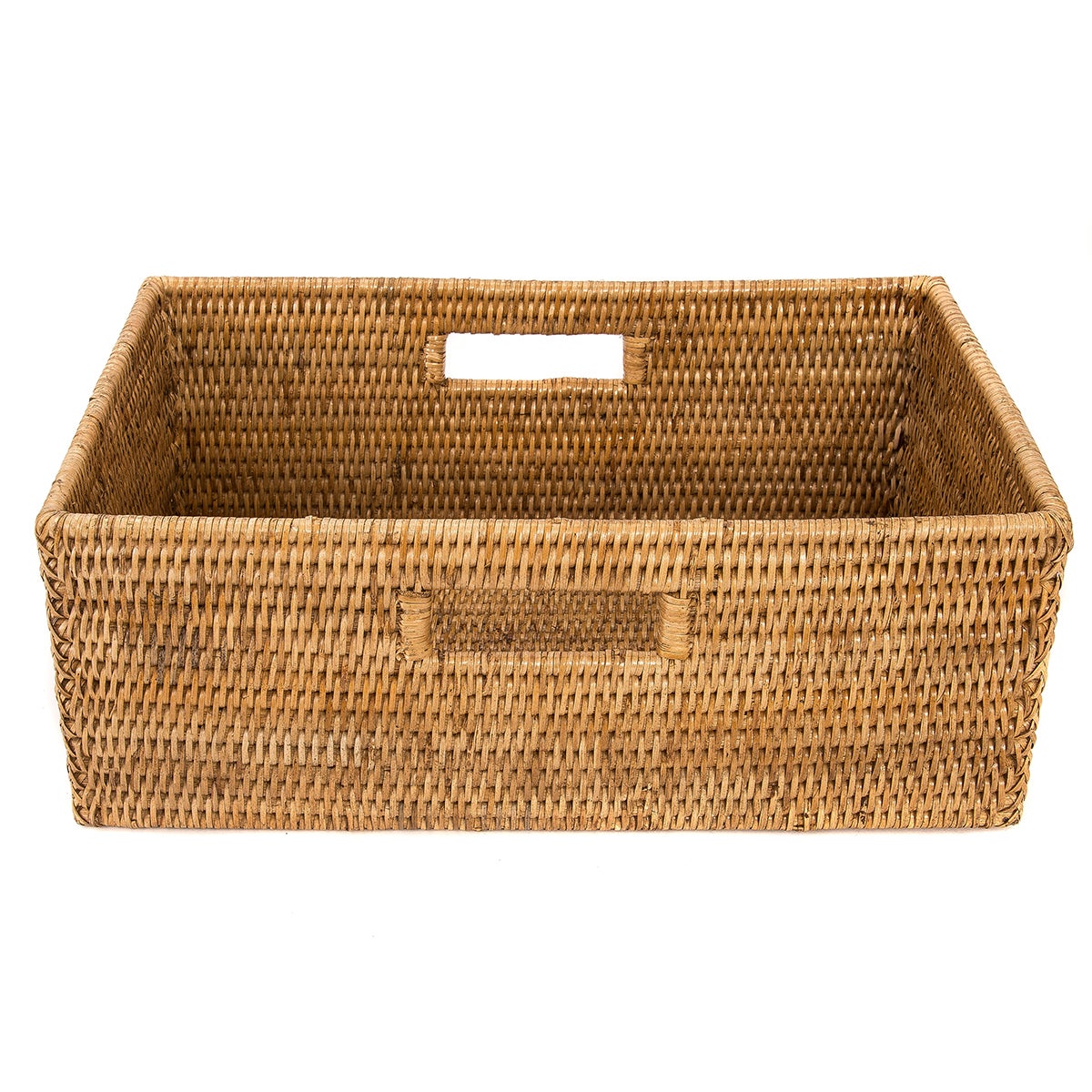 Artifacts Trading Company Rectangular Basket, Handles Honey Brown